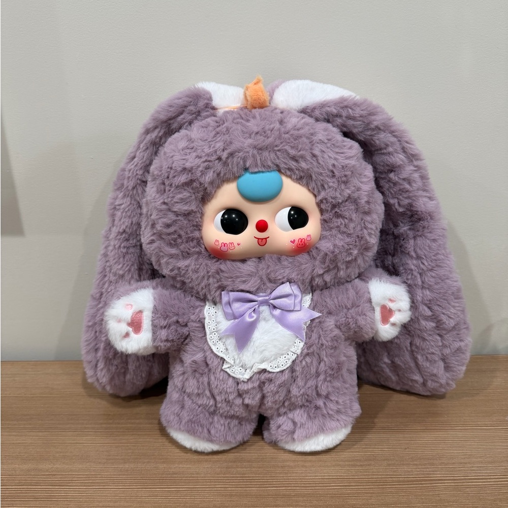 Baby Three 400% - V4 Sweet Baby Plush Purple Bunny Classic Eyes Open  No Box